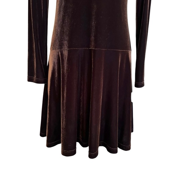 JOSEPH RIBKOFF Vintage Velvet Swing Dress Chocolate Brown Quiet Luxury Glam NWT - Picture 4 of 16